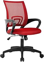 FDW Home Office Chair Ergonomic Desk Chair Mesh Computer Chair with Lumbar Support Armrest Executive Rolling Swivel Adjustable Mid Back Task Chair for Women Adults, Red