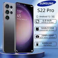 SUMSUNG S22 PRO สมาร์ทโฟน Android RAM 16GB+ROM 512GB กล้อง HD โทรศัพท์ Android สมาร์ทโฟน 6800mAh อายุการใช้งานแบตเตอรี่ยาวนานโทรศัพท์ ยี่ห้อใหม่ ราคาต่ำ โทรศัพท์นักเรียนหน้าจอขนาดใหญ่ 7.2 นิ้ว