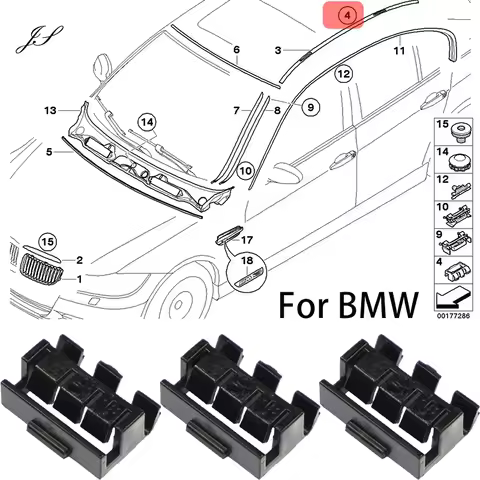 5pcs Car Roof Moulding Clips Fastener Roof Gutter Pressure Strip 51137077127 For BMW E82 E90 128i 32