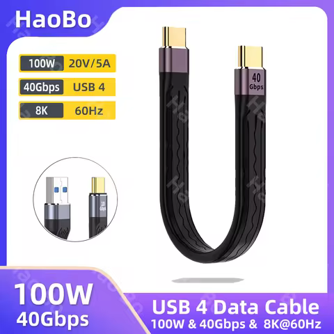 USB3/4.0 Gen3 Data Cable PD 100W 5A Fast Charging USB C to Type C Cable Thunderbolt 3 4K@60Hz Cable 