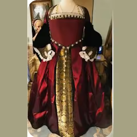 Historical Tudor Queen Anne Boleyn Cosplay Costume Ball Gown Tudor Elizabethan Renaissance Dress Set