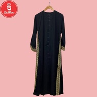 Abaya Hitam Bordir Kombinasi Maxi Gamis Dress Pesta Kondangan Mewah Dubai Arab Turki Jetblack Abaya