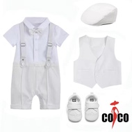 Baby Boy Gentleman Year Old Baptism Dress New Style White Boy One-piece Romper Suit