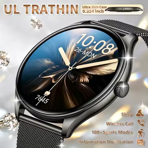 Ultra-Thin 0.36" Smart Watch Men Women 1.43" Round Screen Bluetooth Call IP68 Waterproof Zinc Alloy 