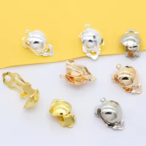 20p 10x20mm Silver gold plated Dome Base Blank Ear clips Converters Non-Pierced Clip On Earrings Fin