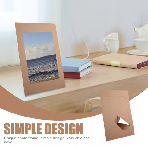 10 Pcs Kraft Paper Photo Frame 7 Inches Brown Decor Tabletop Picture Frames Set of 10 Vintage Elegan