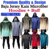 NCH Microfiber Fishing Long Sleeve Jersey Baju Mancing Lengan Panjang Baju Jersey Hoodies + Buff M-7