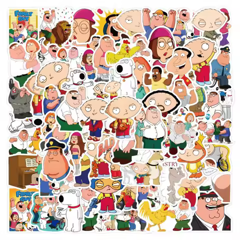 55pcs Cartoon Animation Family Guy Decorative Handbook Stationery Water Cup Computer Waterproof Stic