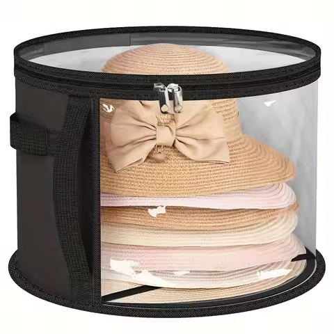 1Pc simple and transparent fashion hat storage bucket, hat storage artifact, stackable, round brim h