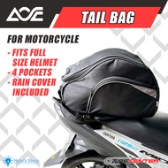 Tail Bag For Motorcycle With Free Waterproof Cover & Strap ( Helmet Bag ) Tail Bag Motorcycle