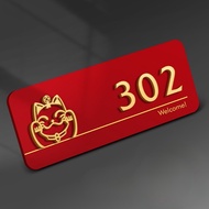 招财猫25x10cm New door decoration sign, red door number Unit Number Signage HDB Unit Customised Unit Si