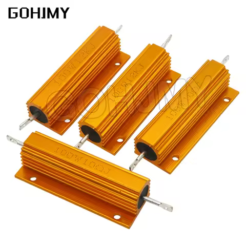 100W RX24 0.01 ~ 100K Aluminum Power Metal Shell Case Wirewound Resistor 0.1 0.5 1 1.5 2 6 8 10 20 1