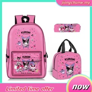 3pcs/set Sanrios Kuromi Kawaii Cartoon Backpack Canvas Shoulder Crossbody Bag Pen Bag Stationery Pou