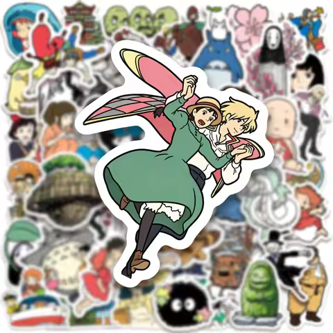 50 Posters Anime Studio Ghibli Japanese Anime Traditional Japanese Graffiti Stickers Handbooks Water