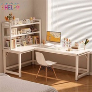 SHELFO Cream Style Computer Table| Hole Board + L Shape Desk + Integrated Study Table L Table