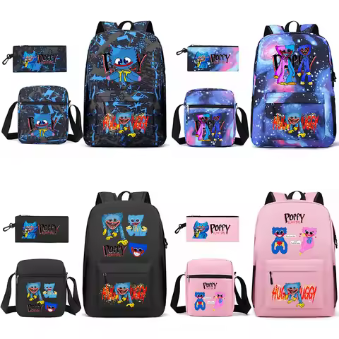 Game Poppys Playtim Backpack Set Huggy Wuggy Anime Student Back To School Rucksack+Pencil Case+shoul
