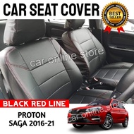 Proton Saga VVT 2016 Seat Cover PVC Leather Black Red Line