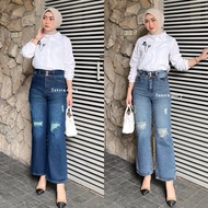 Highwaist Clna Culottes Jeans TrendyWanita Hw Jumbo Katok Anti-Wrinkle Khulot Korean Style Velana Xe