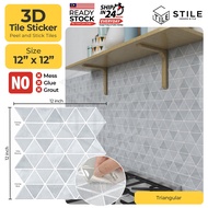 Triangular 3D Tiles Sticker Kitchen Bathroom Wall Tiles Sticker Self Adhesive Backsplash Clever Mosaic 12x12inch 30x30cm