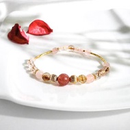粉紅香檳 | A22草莓晶鈦晶粉晶水晶手鍊