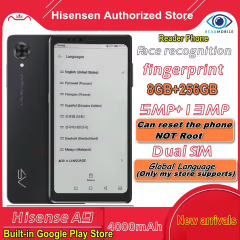 Multi-language Google play Hisense A9 Ink Screen Phone hifi cold warm backlight electronic book read
