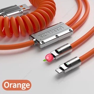 2 In 1 6A 120W Fast Charging USB Cable For Phone 14 13 12 11 Pro Max Spring Charger Wire Type C For