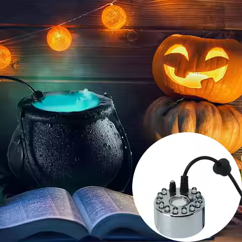Halloween Smoke Fog Machine,Mini LED Pumpkin Light,Fogger Water Fountain Pond Fog Machine,Halloween 