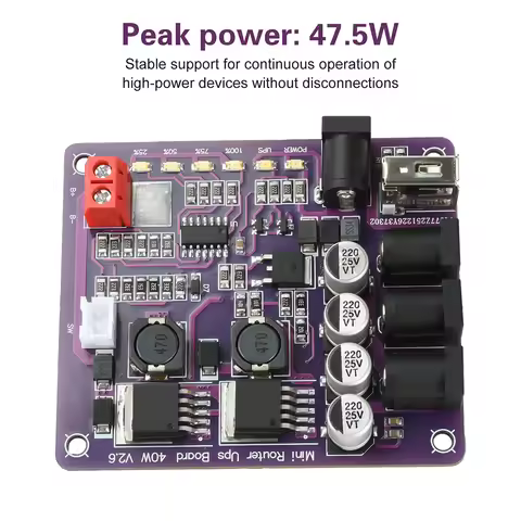 Mini Router UPS Uninterruptible Power Supply Board 40W 5V 9V 12V 4-channel Output Battery Charging B