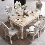 European-Style Marble Dining Tables and Chairs Set Dining Room Furniture Set Table Small Apartment Dining Table Rectangular Dining Table Home