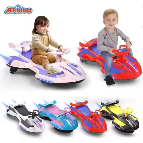 【Akeleo】12V Electric Wiggle Car with Pedal, 2 in 1 Wiggle Car Ride On Toys for Kids Ages 3 and Up, A