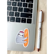 💖WATERPROOF💖 Sloth with French Baguette Sticker #1312