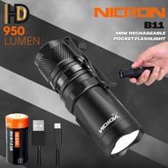NICRON B11 Mini Rechargeable Tactical Flashlight / 950 Lumen / 1 Year Warranty