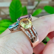 KJ1538 แหวนพลอยแท้ Amethyst Citrine Blue Topaz Pink Gold ขนาดแหวน 57.5