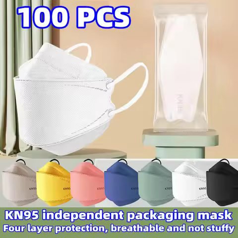100 pieces Fish Mouth face masks Adult KF Fish shaped Willow Leaf Independent Packaging Four Layer K