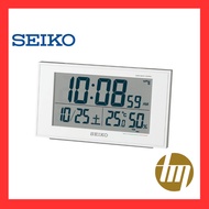 Seiko clock, wall clock, alarm clock, electric wave, digital calendar, comfort level, temperature and humidity display, white pearl