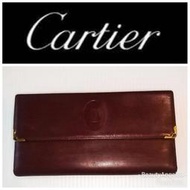 CARTIER 卡地亞Must de Cartier小牛皮3折 長夾 珠扣皮夾錢包 發財夾零錢包$998 1元起標有LV