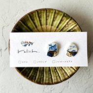 【再次販售】金繼 海陶 天然石 碎石 青金石 黃水晶 耳針 無耳洞耳環 18KGP 鈦 醫療級不鏽鋼 白色 藍色 黃色 金色