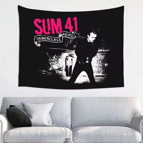 Sum 41 Underclass Hero Tapestry Bohemian Polyester Wall Hanging Punk Music Room Decor Curtain Retro