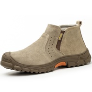 Safety Shoes รองเท้าเซฟตี้ ป้องกันการชนและป้องกันการเจาะ ไม่ต้องผูกเชือก ผู้ชายรองเท้าความปลอดภัยกลา