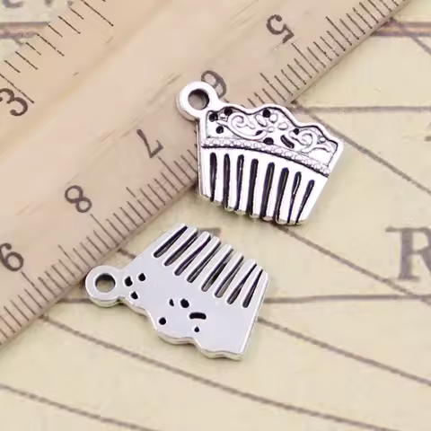 20pcs Charms Barber Comb 15x19mm Tibetan Bronze Silver Color Pendants Antique Jewelry Making DIY Han