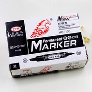 ตราม้า ปากกาเคมี ปากกามาร์คเกอร์ 2 หัว (สีนํ้าเงิน แพ็ค 10 แท่ง)Horse twin tip permanent marker