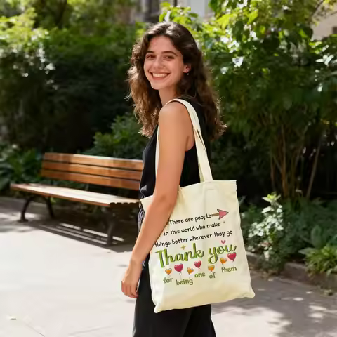 Thank You Quote Print Canvas Tote Bag Reusable Shopping Handbag Appreciation Gift Shoulder Bag for T