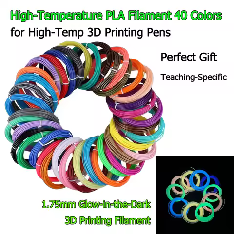 40 Colors 3D Pen Filament 1.75mm PLA Each Color 33 Feet 10m Glow-in-the-Dark 3D Filament Perfect Chi
