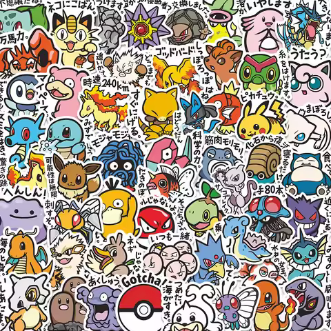 56PCS Cute Anime Pokemon Stickers Cartoon Pikachu Graffiti Sticker for Laptop Motorcycle Stationery 