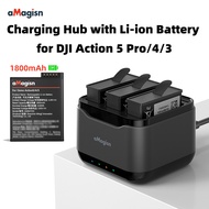 3 Ways Battery Charger for DJI Osmo Action 5 Pro 2100mAh High Capacity Enduro Li-ion Battery for DJI