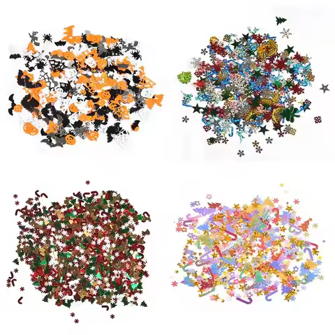 20g/lot 4.5-27mm Christmas Snowflakes PVC Confetti Tinfoil Sequins Table Halloween New Year Party De