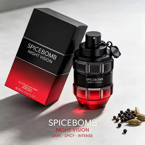 Viktor & Rolf Night Vision EDP Men Perfume, Black Faceted Grenade‑Shaped Bottle With Metal V&R Tag P