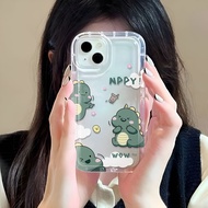 Photo frame airbag case for iphone 14promax 11 13 12 7Plus X XS Max Green dinosaurs cover
