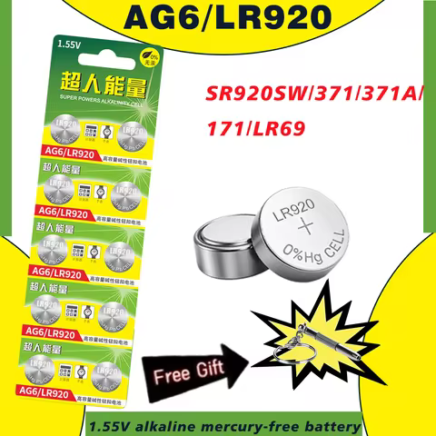 5-50Pcs AG6 High Quality Alkaline Button Batteries LR920 SR920SW 371 V37 SR69 L921Cell Coin Battery 