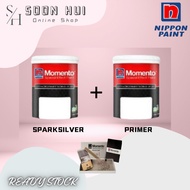 NIPPON PAINT Momento Paint 1L Set (Top Coat Textured Sparkle Silver 1L + Primer 1L + Toolkit)